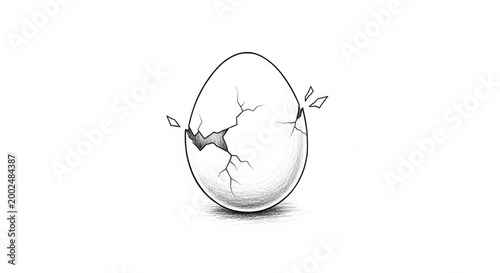 Cracked Egg Illustration - Symbolizing New Beginnings and Potential.