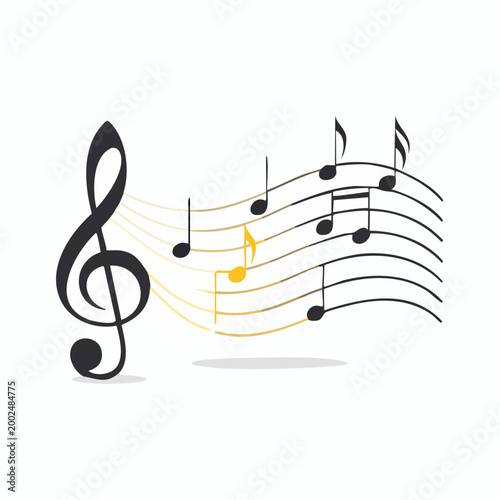 Musical Notes and Treble Clef Illustration