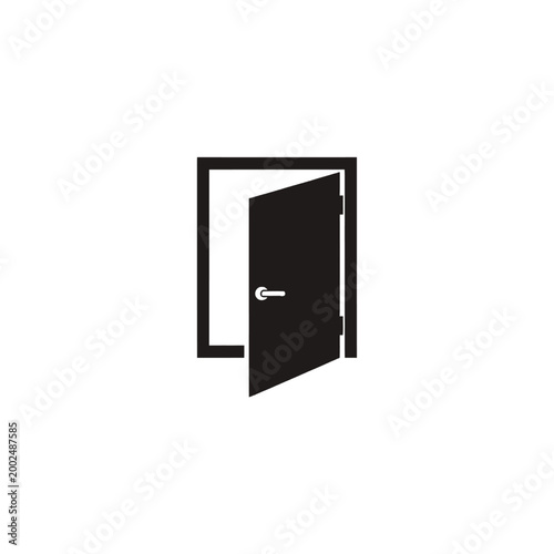 Black door with silver handle.