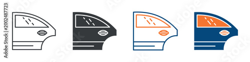 Car Door Icon Set Multiple Style Collection