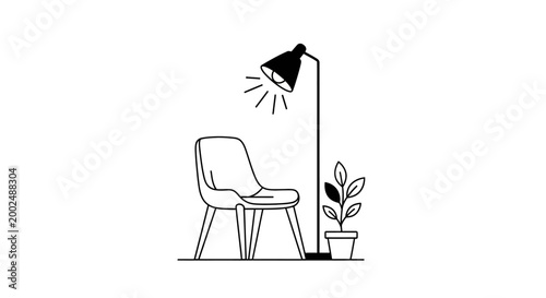 Schilderij op canvas Simple line drawing of a chair.