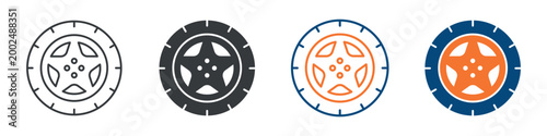 Car Wheel Icon Set Multiple Style Collection