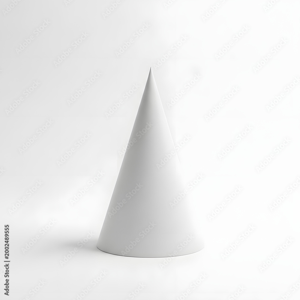 Fototapeta premium Minimalist 3D White Cone Geometric Shape Isolated on White Background