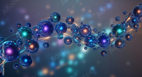 Molecular Structure with Glowing Blue Particles.