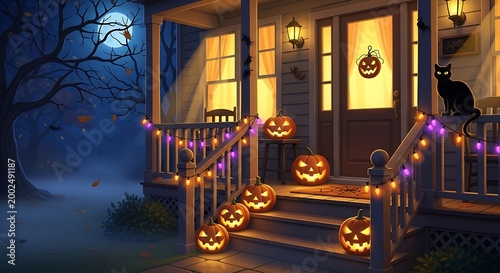 Halloween Decorated House.