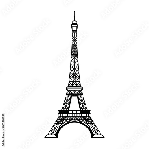 Minimalist Eiffel Tower Vector Illustration Landmark of Paris France