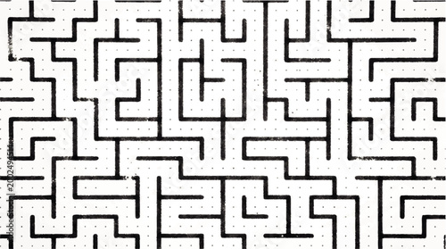 Abstract maze pattern, complex geometric design with interlocking lines and pathways, offering a visual puzzle or navigation challenge