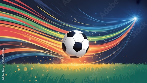 Vibrant Retro Style World Cup Football Match Scene with Bold Red Blue Accents for Sports Themed Digital Designs Social Media Campaigns and Marketing Materials