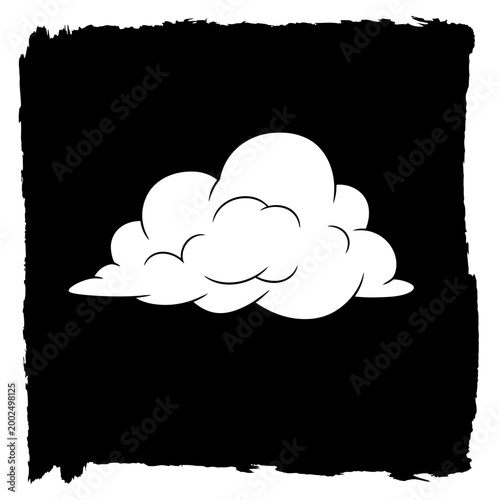 White fluffy cloud illustration on black distressed background