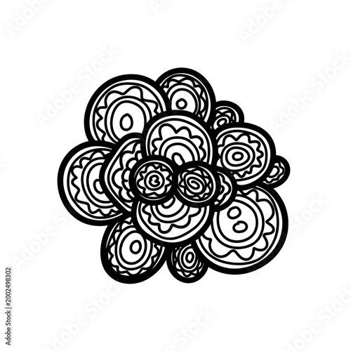 Abstract hand drawn zen doodle circular flower illustration