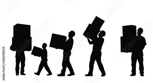 construction workers carrying boxes silhouette high quality professional