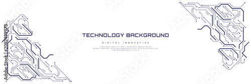 Circuit board background. Technology connected dark lines with electronics elements on technology background.	