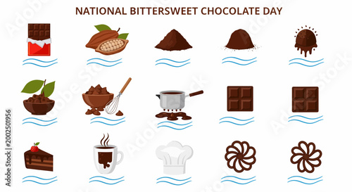 Bittersweet Chocolate Day Celebration Icons.