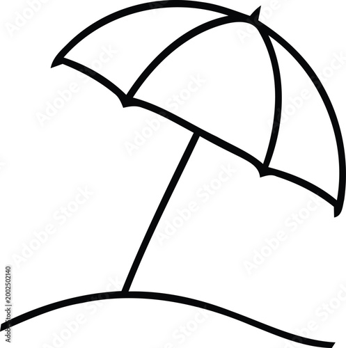 Simple line drawing of an open parasol or beach umbrella