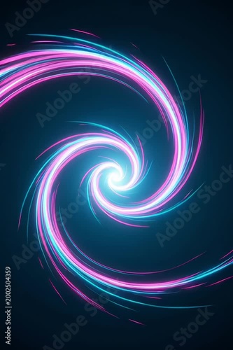 Neon Light Vortex Swirl Abstract Spiral Energy Background With Blue And Pink Motion