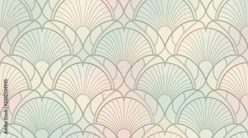 Elegant Art Deco Seamless Pattern with Sophisticated Ginkgo Leaf Motif for Luxury Branding and High-End Packaging Design
