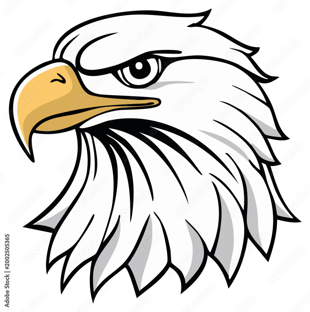 Fototapeta premium Fierce bald eagle head profile illustration conveying power and freedom in profile