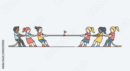 People playing tug of war game.