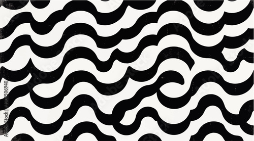 Abstract optical illusion with black and white wavy lines creating a mesmerizing geometric pattern