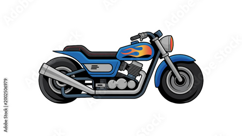 Blue and white motorcycle parked on black background isolated Vector