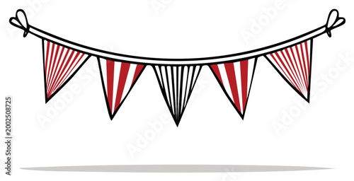 Red and White Striped Bunting Flags Hung for Celebration