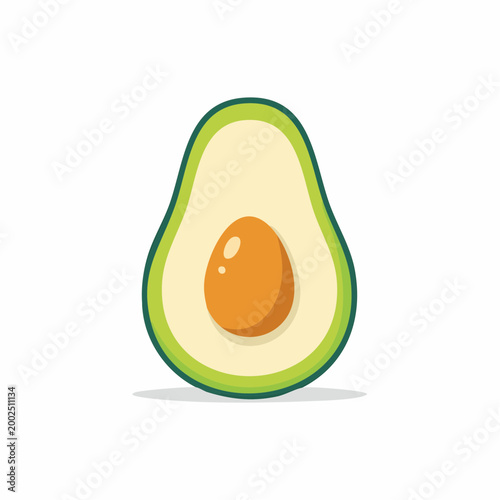 Cartoon Avocado Half with Pit
