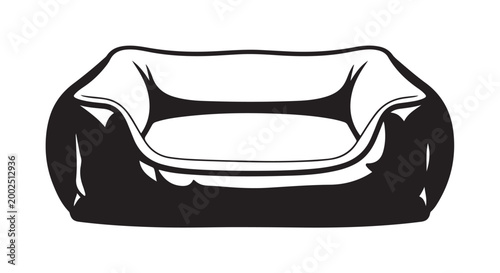 Black sofa silhouette with rounded cushions.