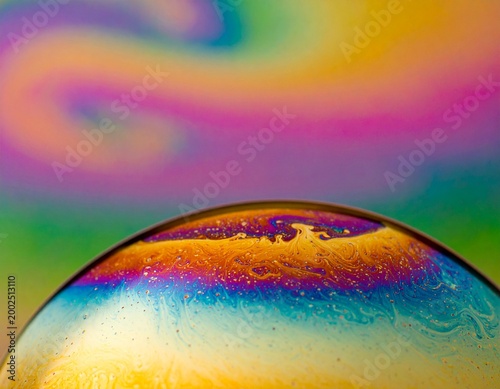 Vibrant Iridescent Soap Bubble Surface Macro