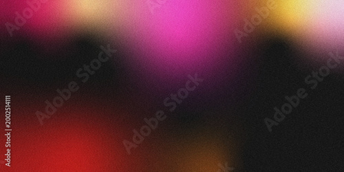 Vászonkép Abstract grainy gradient background with vibrant pink, red, and golden hues blending into a dark, textured black base