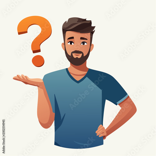 わからないというジェスチャーで困惑する男性（疑問・多様性）