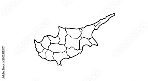 Tableau sur toile Cyprus map with regional district borders.