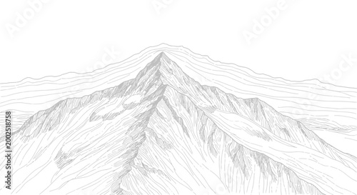 Foto Mountain peak landscape sketch drawing.