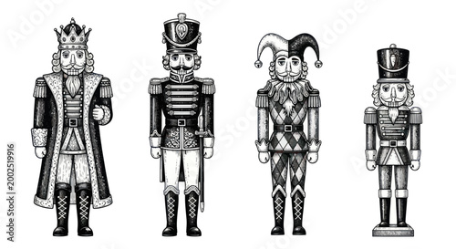 Nutcracker Figures Collection: King, Soldier, Jester, and Traditional Nutcracker