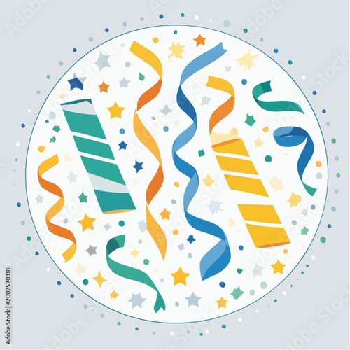 Festive Confetti and Streamers Illustration