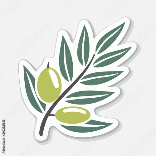 Stylized Olive Branch with Green Olives