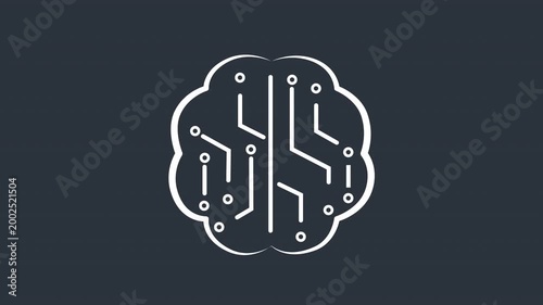 Animated AI Brain with Circuitry. Artificial Intelligence Neural Network Motion Graphic on Alpha Channel.