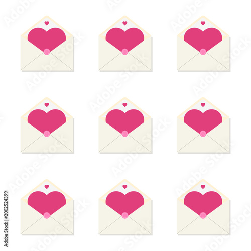 Repeating envelope with heart romantic pattern