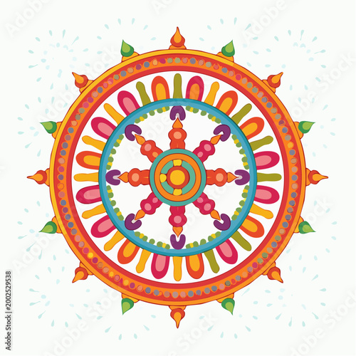 Colorful Dharma Wheel Illustration