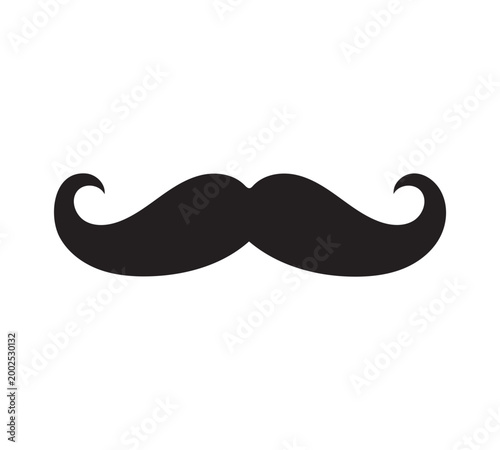 A black mustache icon on a white background, symbolizing facial hair and style