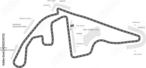 Foto The Formula One F1 Race Track outline drawing or vector