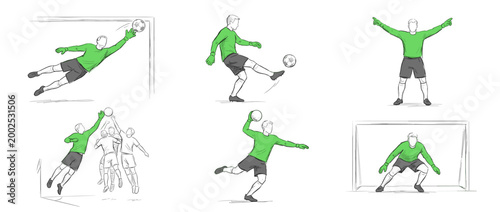 Collage of Goalkeeper Actions and Poses for Soccer or Football Concept Design