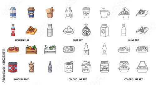 Food and drink product icons.