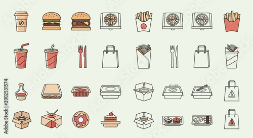 Food and drink icons collection.