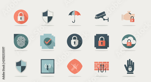 Security icons with locks and shields.