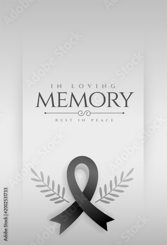 black mourning ribbon with in loving memory text