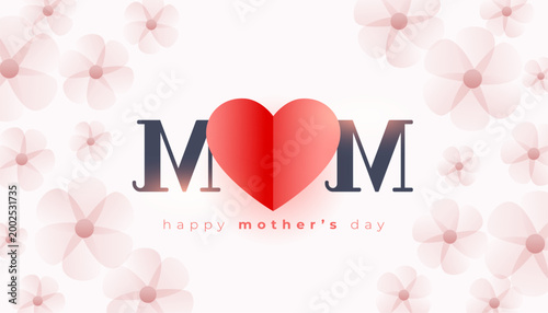 elegant pink floral graphic with paper heart for mothers day celebration
