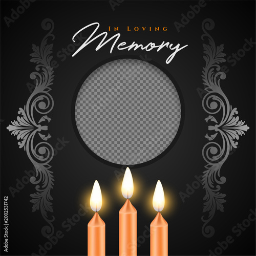 in loving memory funeral announcement template with empty frame
