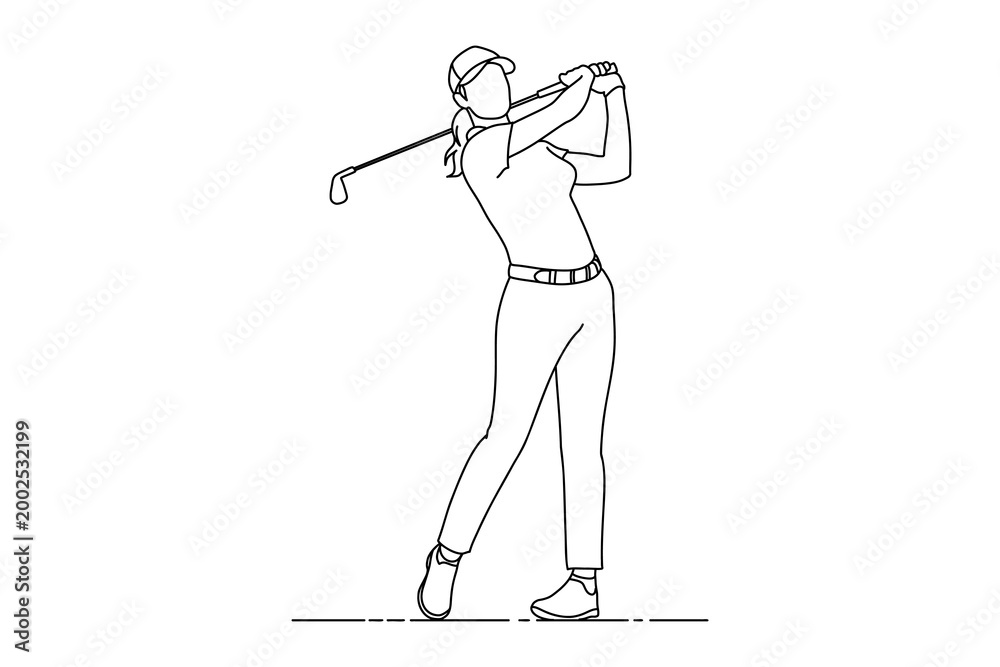 Obraz premium simple lineart illustration of a female golfer