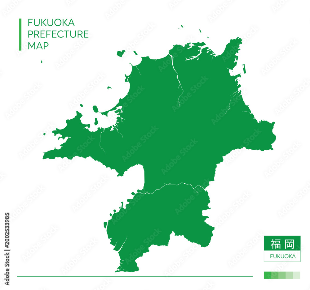 Obraz premium 福岡県・Fukuoka(地図)