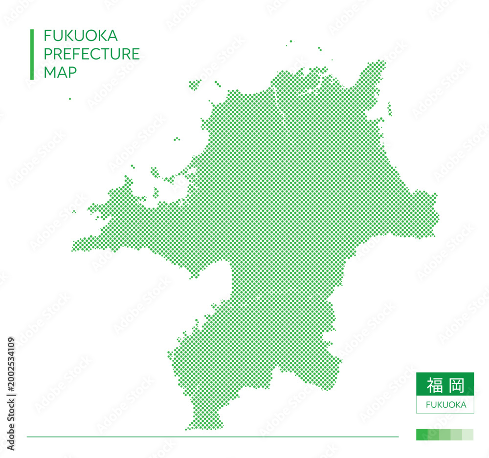 Fototapeta premium 福岡県・Fukuoka(ドット地図)